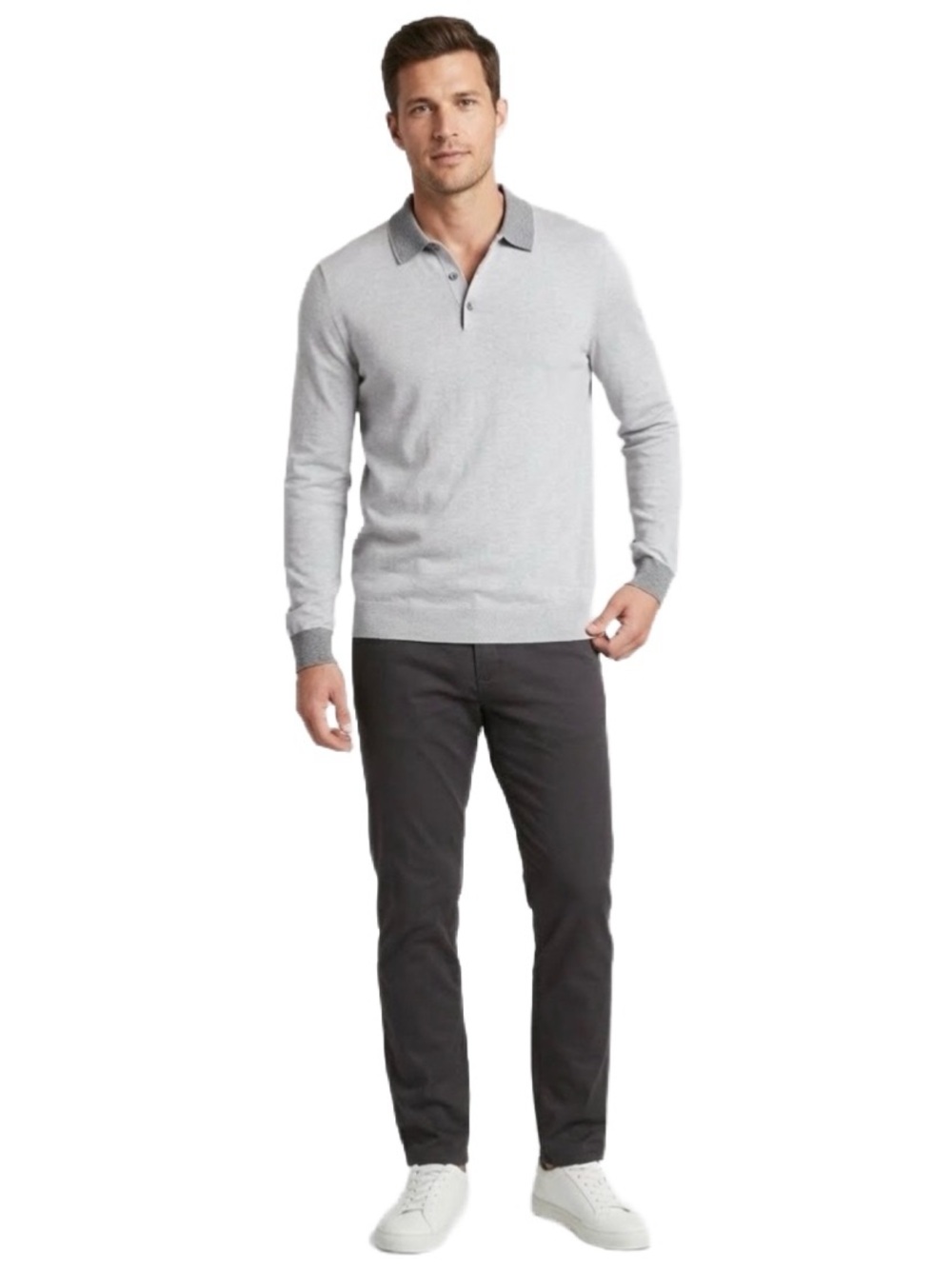 Banana Republic Men's Luxury Blend Grey Polo Shirt